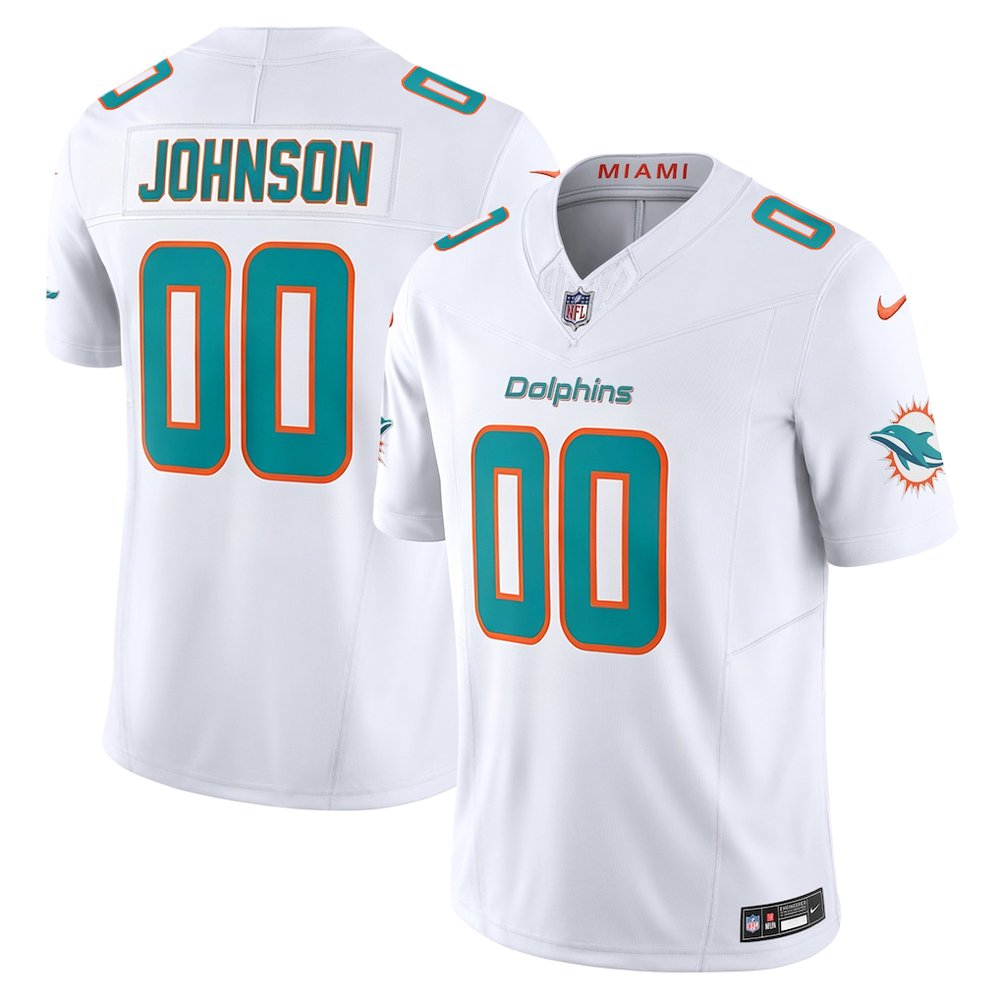 Men's Miami Dolphins Chris Johnson White 2026 NFL Draft Vapor F.U.S.E. Limited Jersey