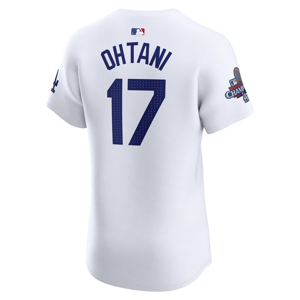 Men's Los Angeles Dodgers #17 Shohei Ohtani White 2024 World Series Champions Home Elite Player Jersey Men's Los Angeles Dodgers #17 Shohei Ohtani White 2024 World Series Champions Home Elite Player Jersey