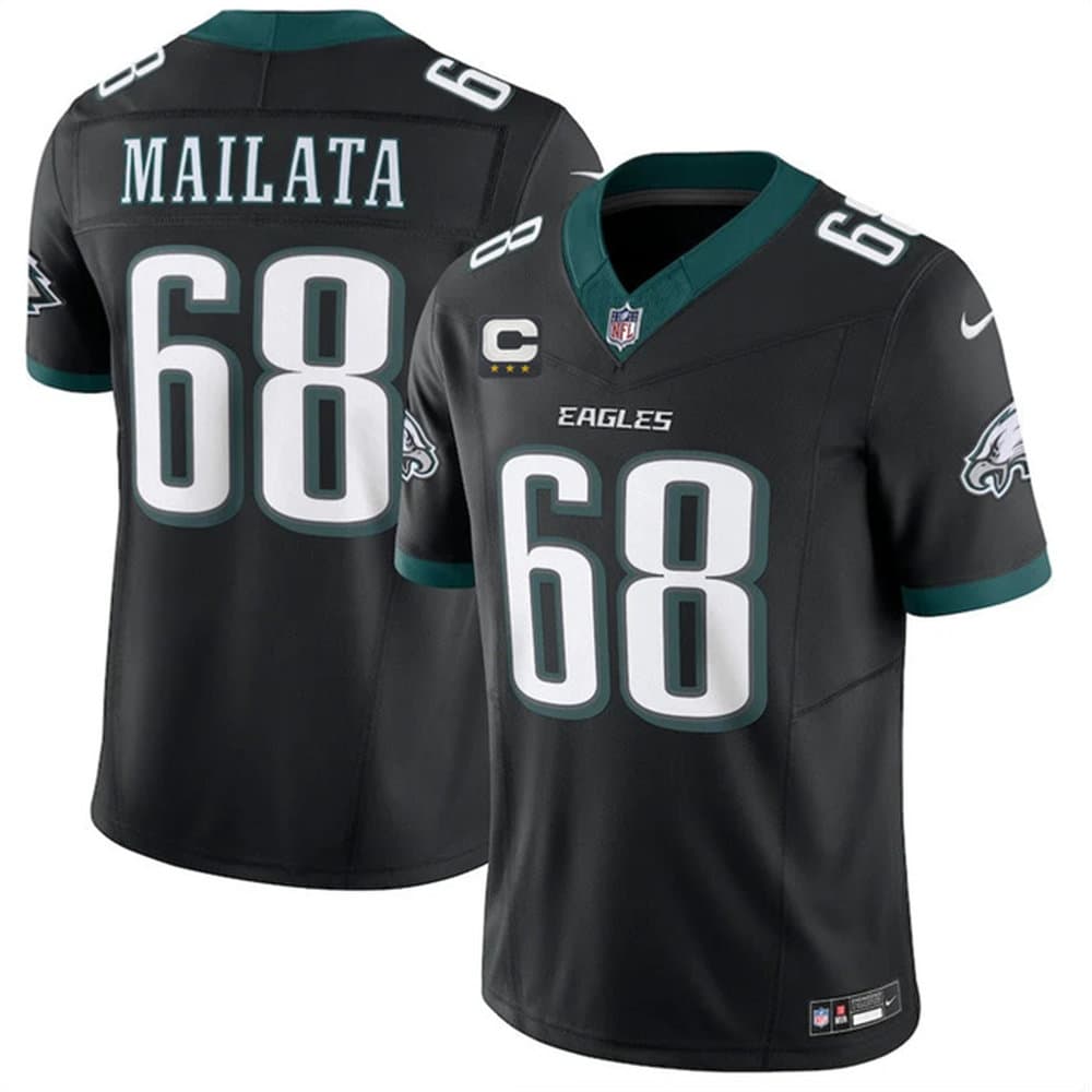 Men's Philadelphia Eagles #68 Jordan Mailata Black 2026 3-Star C Patch Throwback Vapor F.U.S.E. Untouchable Limited Jersey