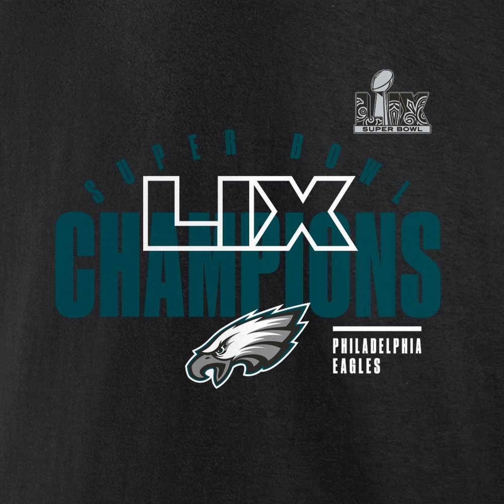 Men's Philadelphia Eagles Black Super Bowl LIX Champions Big & Tall Iconic Victory T-Shirt