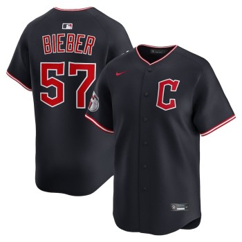 Men's Cleveland Guardians #57 Shane Bieber Black Home Limited Player Jersey