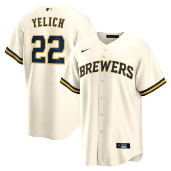 Men's Milwaukee Brewers #22 Christian Yelich Nike Cream Alternate Replica Player Jersey