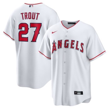 Men's Los Angeles Angels #27 Mike Trout Nike White Home Replica Player Name Jersey Men's Los Angeles Angels #27 Mike Trout Nike White Home Replica Player Name Jersey