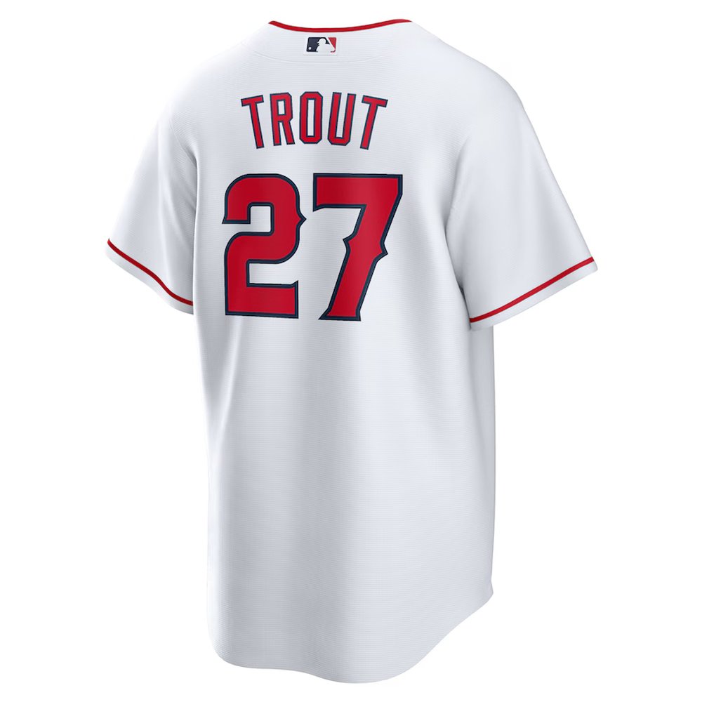Men's Los Angeles Angels #27 Mike Trout Nike White Home Replica Player Name Jersey