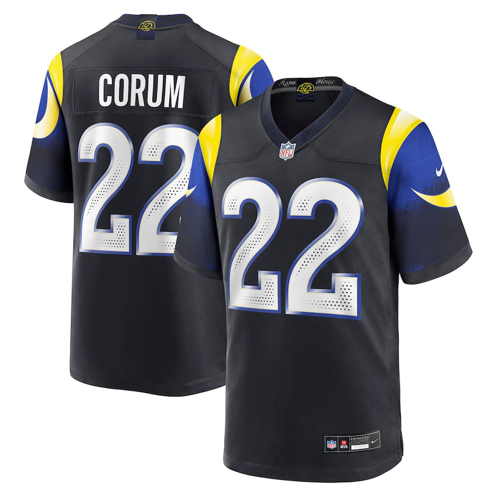 Youth's Los Angeles Rams #22 Blake Corum  Black Rivalries Collection Game Jersey