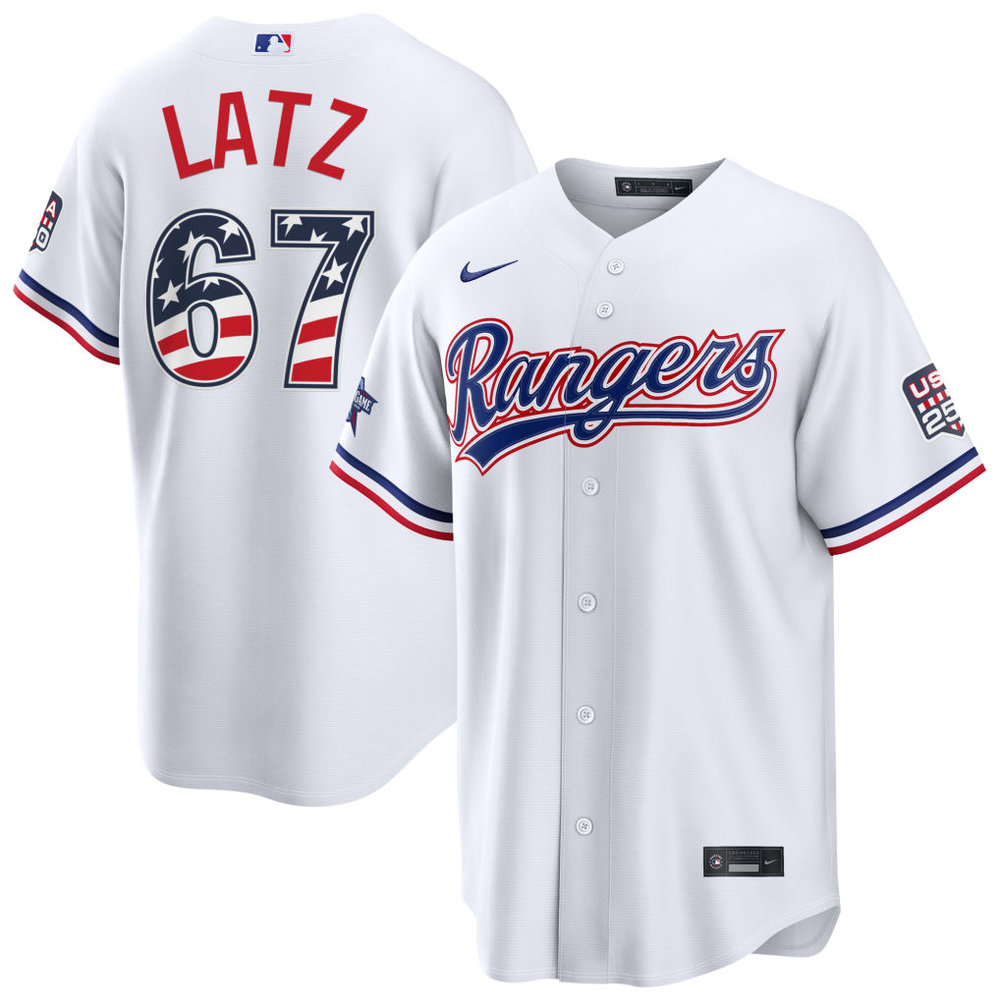 Men's Texas Rangers #67 Jacob Latz Nike White 2026 All-Star Edition Stars & Stripes Stadium Jersey