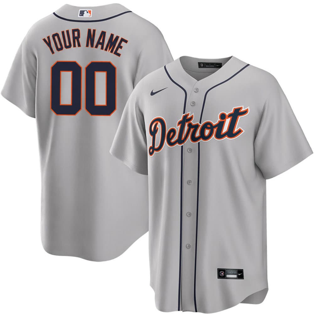 Youth Detroit Tigers Gray Home Replica Custom Jersey