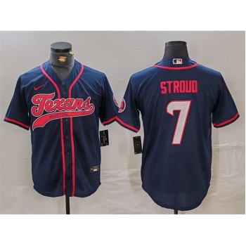 Men's Houston Texans #7 C.J. Stroud Navy With Patch Cool Base Stitched Baseball Jersey Men's Houston Texans #7 C.J. Stroud Navy With Patch Cool Base Stitched Baseball Jersey