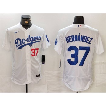 Men's Los Angeles Dodgers #37 Teoscar Hernandez White Flex Base Stitched Baseball Jersey Men's Los Angeles Dodgers #37 Teoscar Hernandez White Flex Base Stitched Baseball Jersey