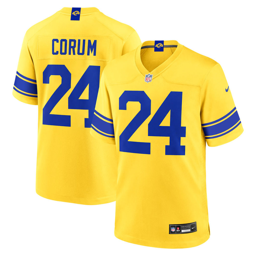 Men's Los Angeles Rams #24 Blake Corum Nike Classic Sol Game Jersey