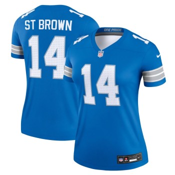 Women's Detroit Lions #14 Amon-Ra St. Brown Blue Legend Jersey Women's Detroit Lions #14 Amon-Ra St. Brown Blue Legend Jersey