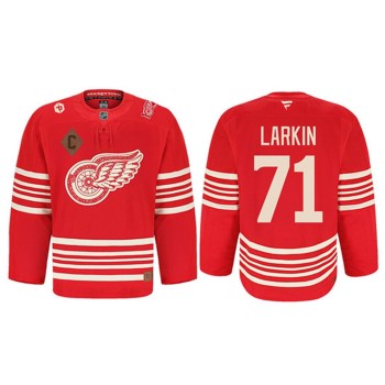 Men's Detroit Red Wings #71 Dylan Larkin Red 2025 Centennial Premium With 100 and P Patch And C Patch Stitched Hockey Premium Jersey