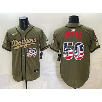 Youth Los Angeles Dodgers #50 Mookie Betts Olive 2026 Armed Forces Day 250 Fourth of July Stitched Baseball Jersey
