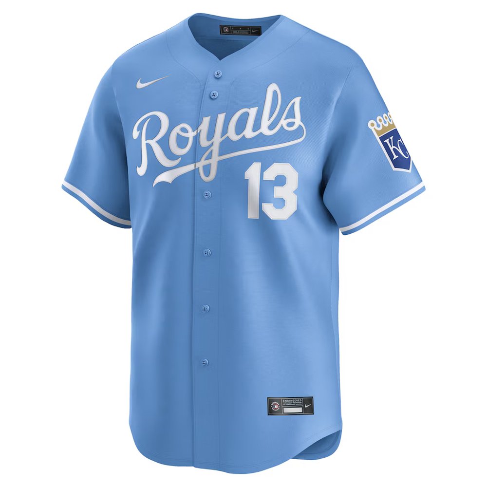 Men's Kansas City Royals #13 Salvador Perez Nike Light Blue Alternate Limited Player Jersey