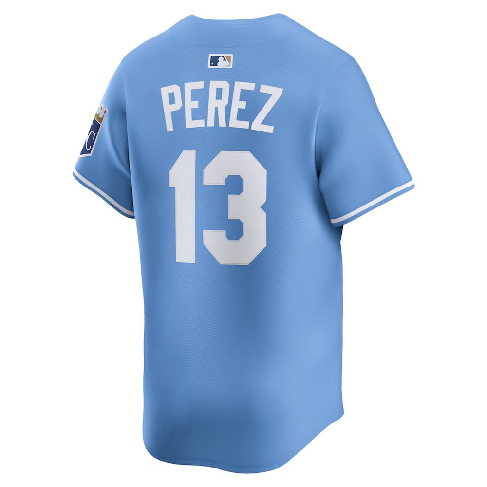 Men's Kansas City Royals #13 Salvador Perez Nike Light Blue Alternate Limited Player Jersey