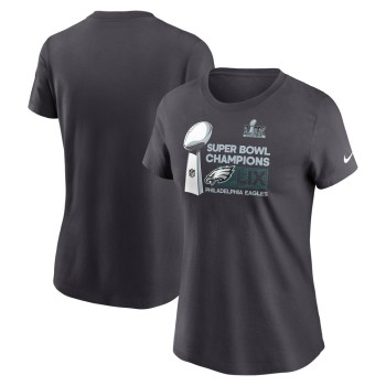 Women's Philadelphia Eagles  Anthracite Super Bowl LIX Champions Locker Room Trophy Collection T-Shirt