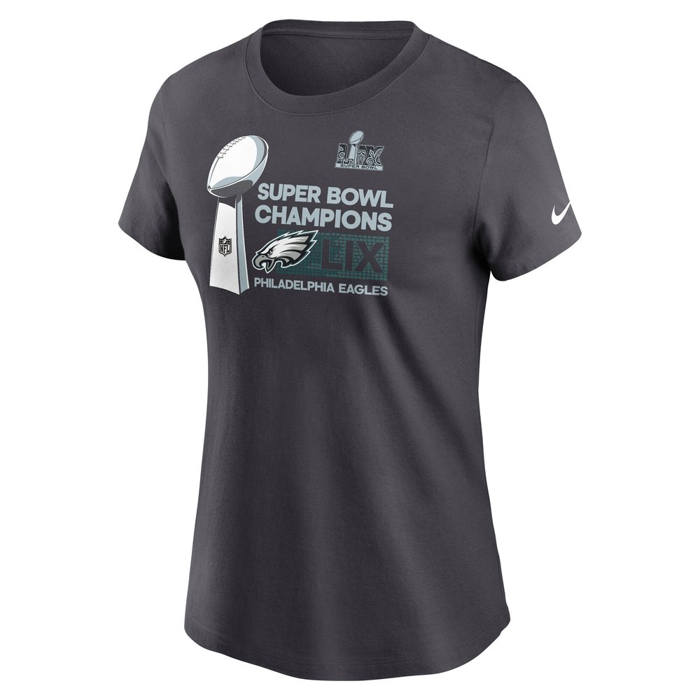 Women's Philadelphia Eagles  Anthracite Super Bowl LIX Champions Locker Room Trophy Collection T-Shirt