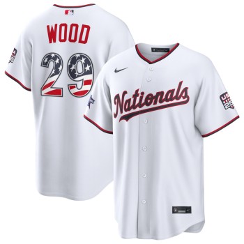 Men's Washington Nationals #29 James Wood Nike White 2026 All-Star Edition Stars & Stripes Stadium Jersey