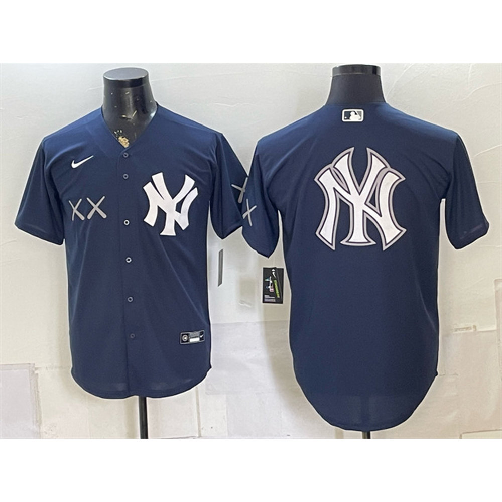 Men's New York Yankees x KAWS Navy Team Big Logo Stadium Baseball Jersey
