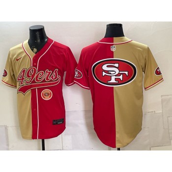 Men's San Francisco 49ers Red Split Cool Base Stitched Baseball Jersey