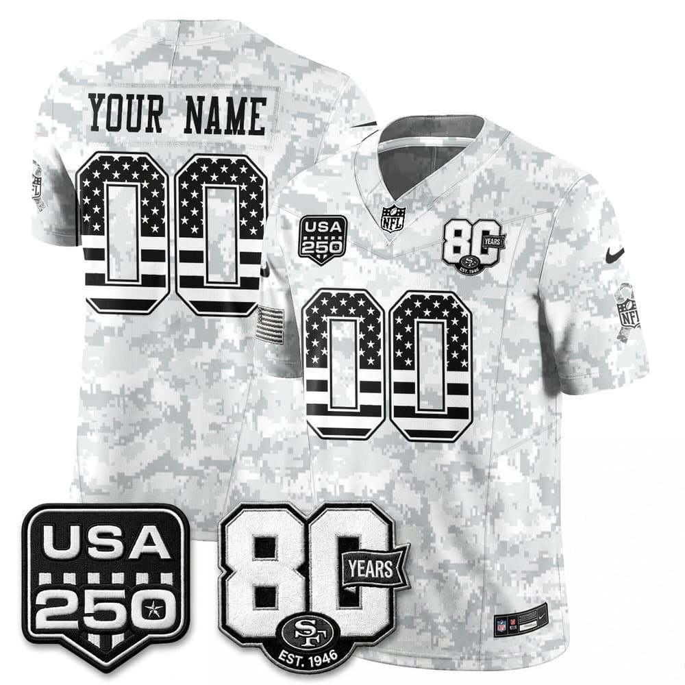Youth San Francisco 49ers Camo 2026 Salute to Service Vapor F.U.S.E. Limited Custom Jersey