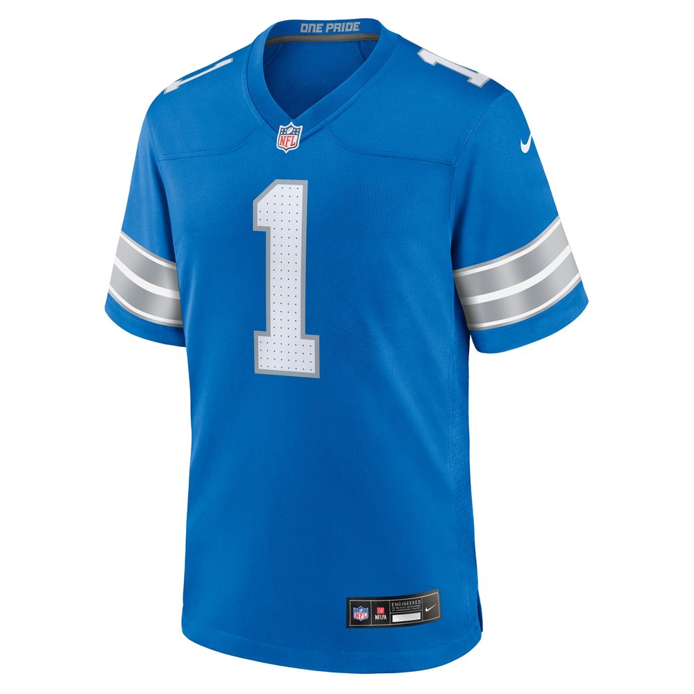 Men's Detroit Lions Number 1 Groom Blue Game Jersey