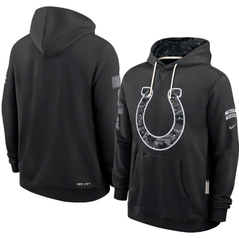 Men's Indianapolis Colts Nike Black 2026 Salute to Service Sideline Dri-FIT Pullover Hoodie
