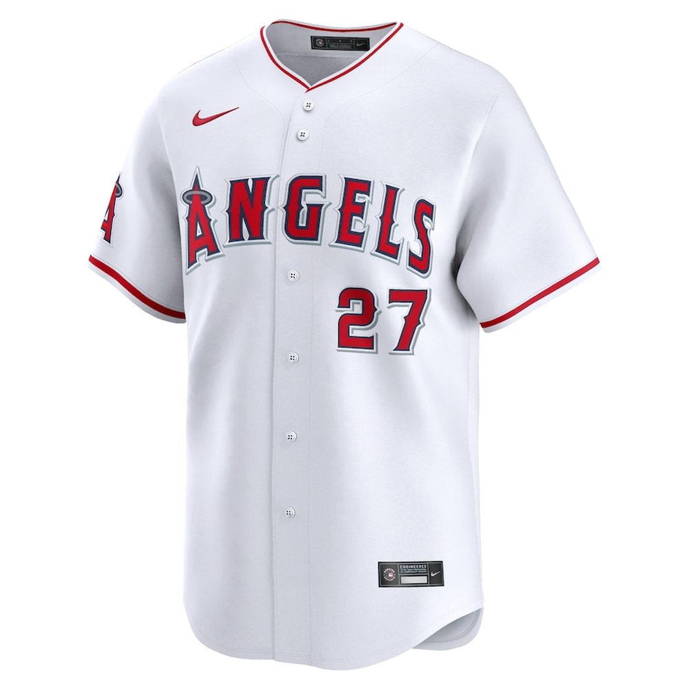 Men's Los Angeles Angels #27 Mike Trout Nike White Home Limited Player Jersey