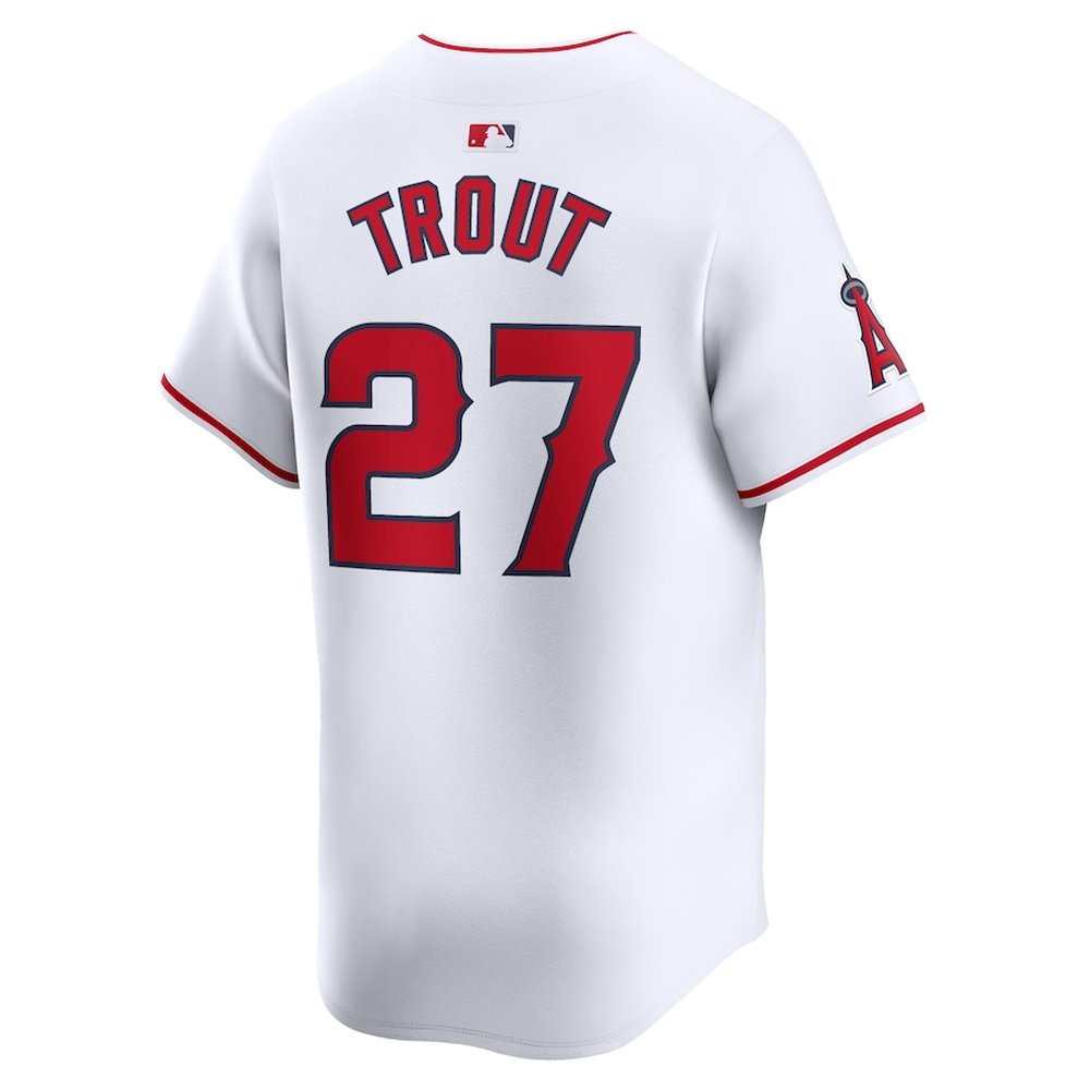 Men's Los Angeles Angels #27 Mike Trout Nike White Home Limited Player Jersey