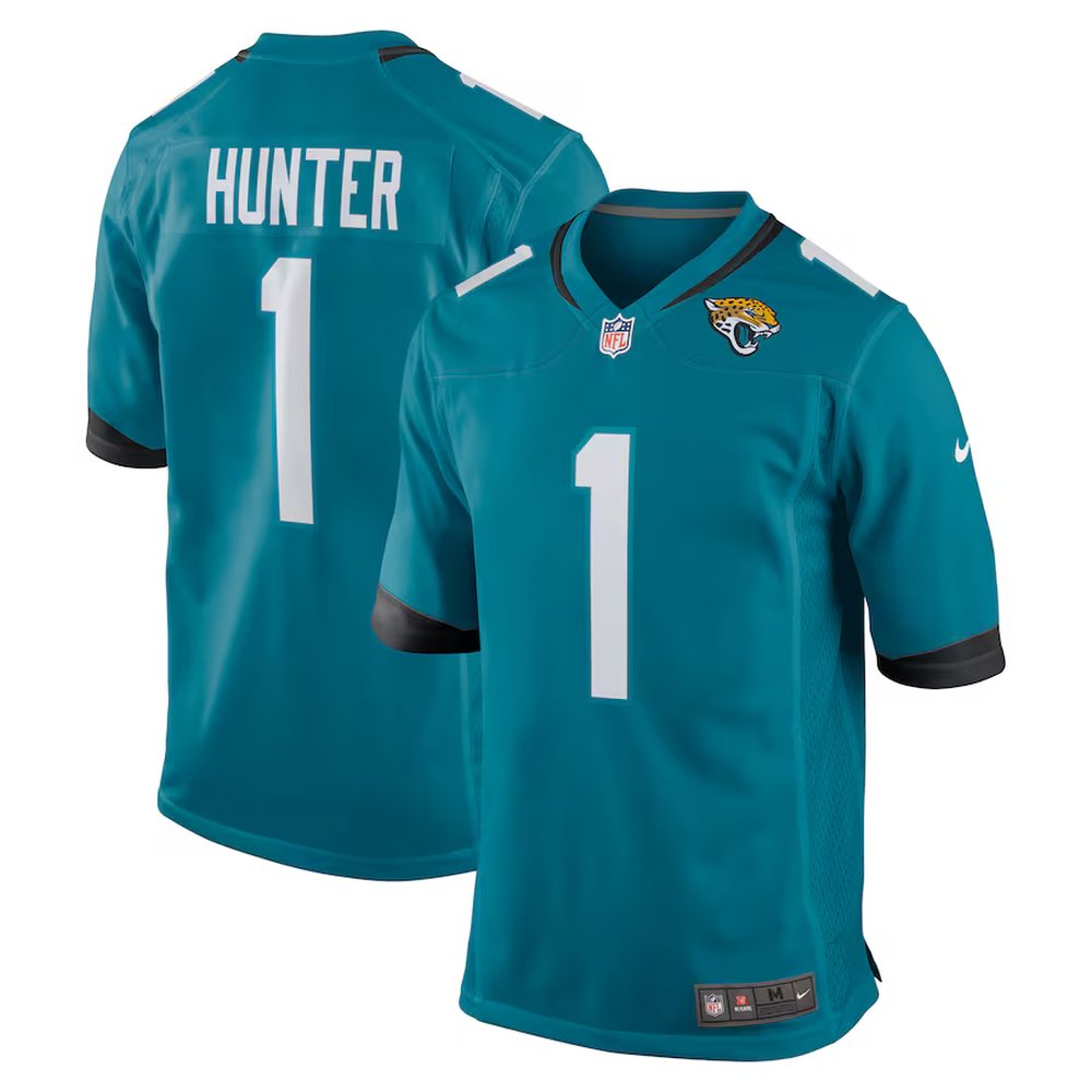 Youth Jacksonville Jaguars #1 Travis Hunter Nike Teal 2025 NFL Draft First Round Pick Game Jersey