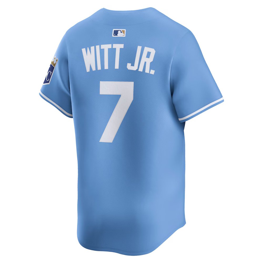 Men's Kansas City Royals #7 Bobby Witt Jr. Nike Light Blue Alternate Limited Player Jersey