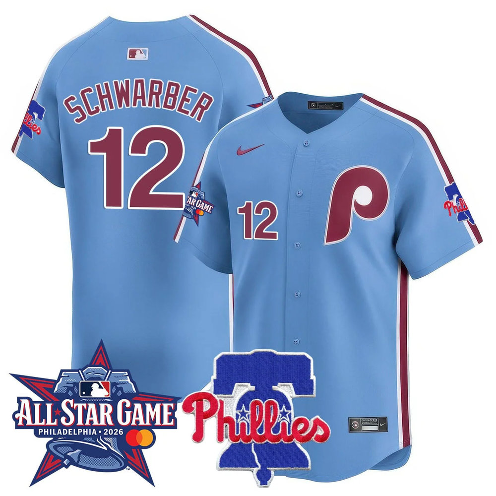 Youth Philadelphia Phillies #12 Kyle Schwarber Light Blue 2026 MLB All-Star Jersey Youth Philadelphia Phillies #12 Kyle Schwarber Light Blue 2026 MLB All-Star Jersey
