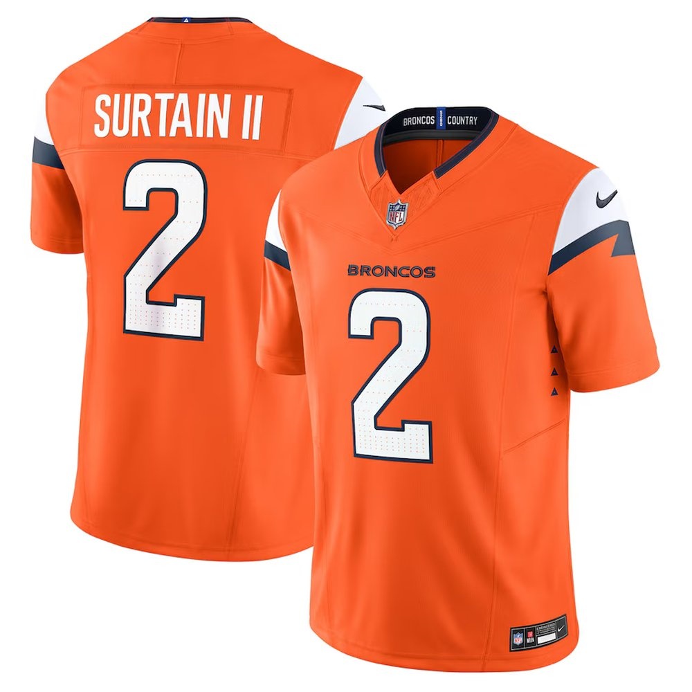 Men's Denver Broncos #2 Patrick Surtain II Orange Mile High Collection Vapor F.U.S.E. Limited Jersey