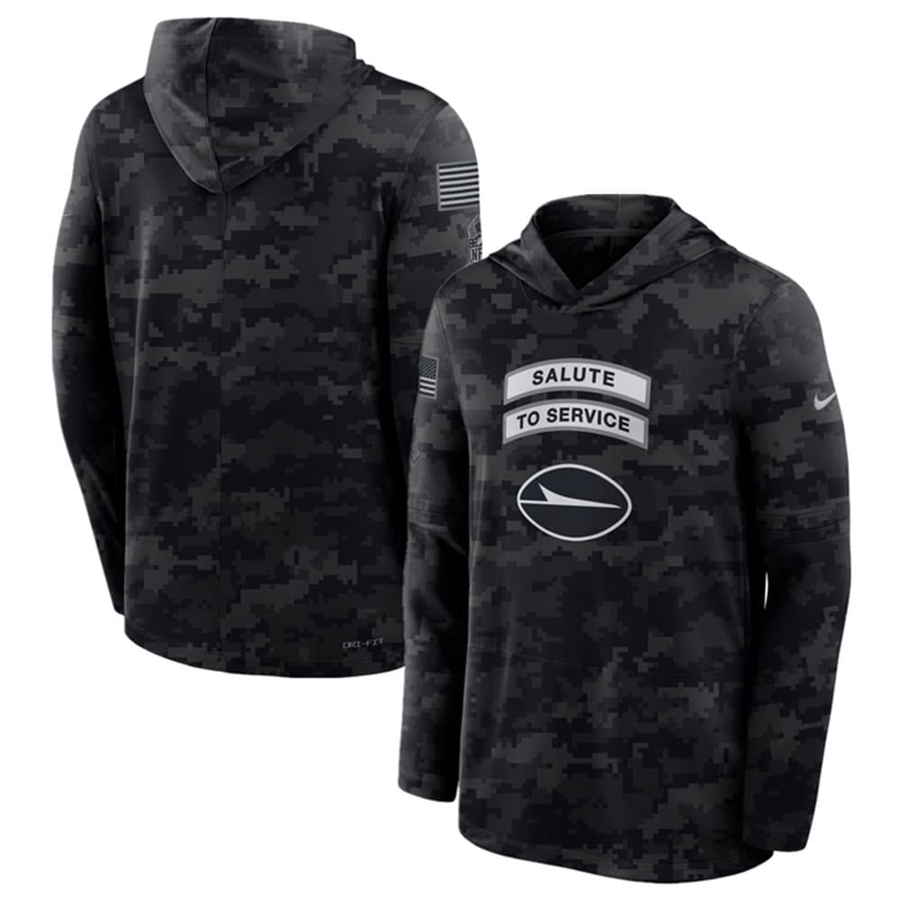 Men's New York Jets Black 2026 Salute to Service Sideline Lightweight Dri-FIT Long Sleeve Top Hoodie