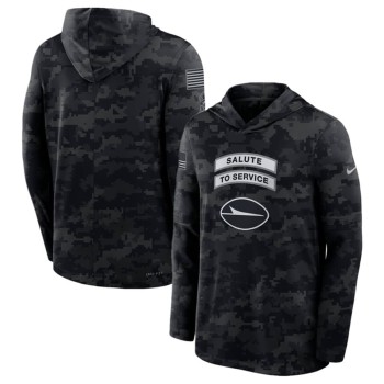 Men's New York Jets Black 2026 Salute to Service Sideline Lightweight Dri-FIT Long Sleeve Top Hoodie