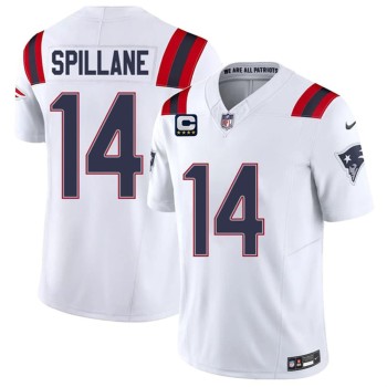 Men's New England Patriots #14 Robert Spillane White 2026 4-Star C Pach Vapor F.U.S.E. Limited Jersey Men's New England Patriots #14 Robert Spillane White 2026 4-Star C Pach Vapor F.U.S.E. Limited Jersey