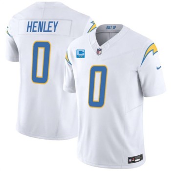 Men's Los Angeles Chargers #0 Daiyan Henley White 2026 2-Star C Patch Vapor F.U.S.E. Limited Jersey