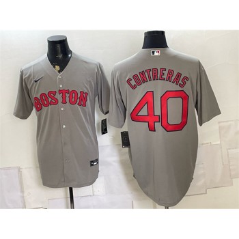 Youth Boston Red Sox #40 Willson Contreras Grey Cool Base Jersey