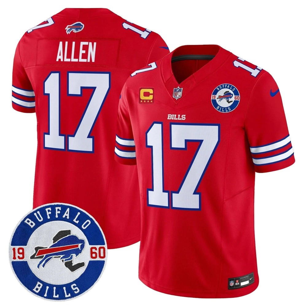 Youth Buffalo Bills #17 Josh Allen Red Est. 1960 Patch Vapor F.U.S.E. Limited Jersey