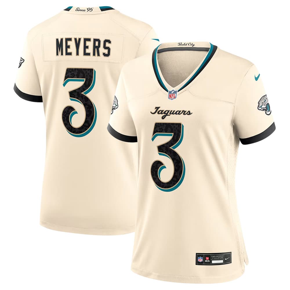 Women's Jacksonville Jaguars #3 Jakobi Meyers Cream 2026 Rivalries Collection Game Jersey