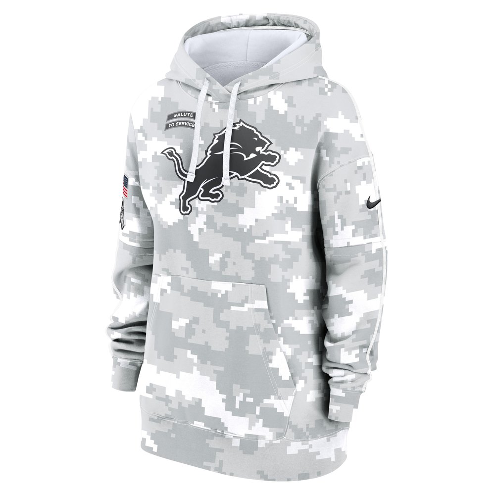 Women's Detroit Lions Arctic Camo 2024 Salute To Service Club Fleece Pullover Hoodie