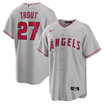 Men's Los Angeles Angels #27 Mike Trout Nike Silver Road Replica Player Name Jersey Men's Los Angeles Angels #27 Mike Trout Nike Silver Road Replica Player Name Jersey