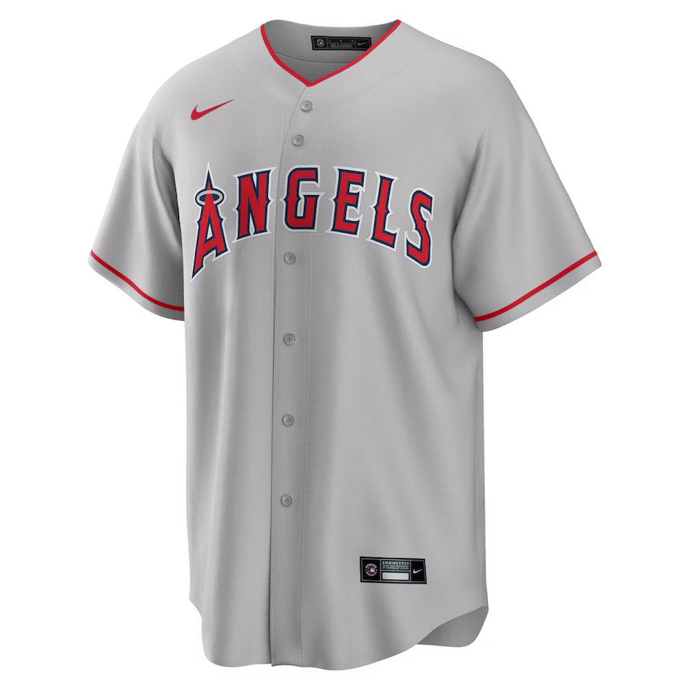 Men's Los Angeles Angels #27 Mike Trout Nike Silver Road Replica Player Name Jersey