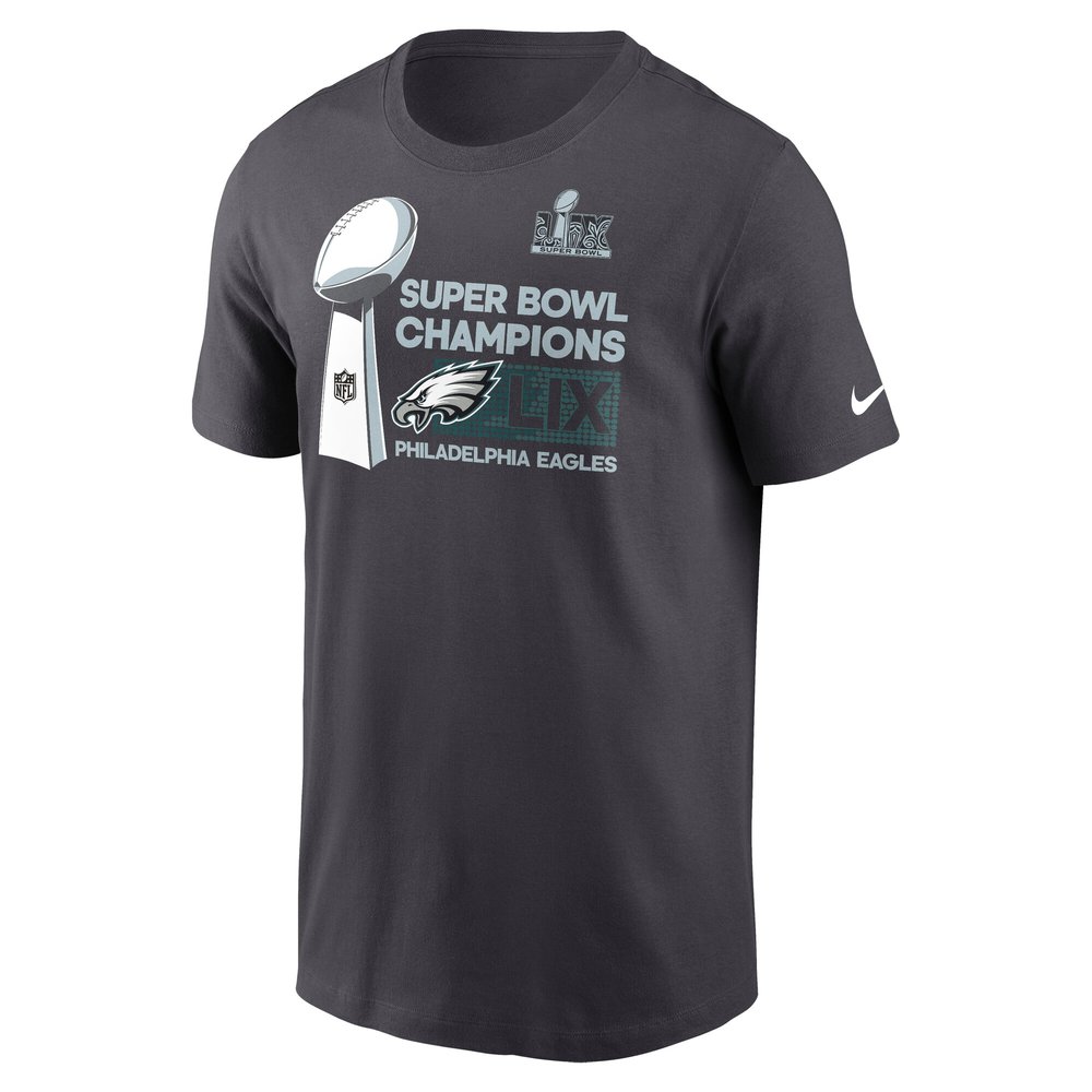 Men's Philadelphia Eagles Anthracite Super Bowl LIX Champions Tall Locker Room Trophy Collection T-Shirt