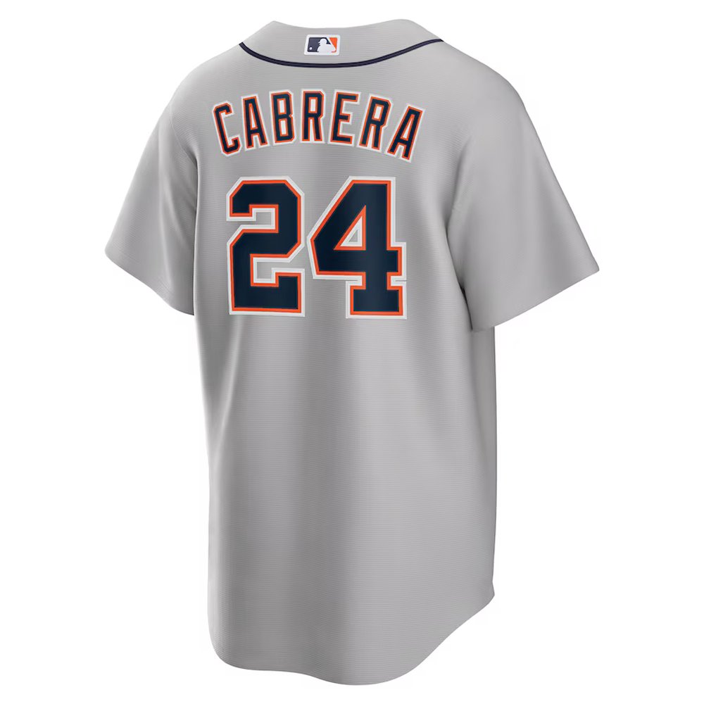 Men's Detroit Tigers #24 Miguel Cabrera Nike Gray Road Replica Player Name Jersey