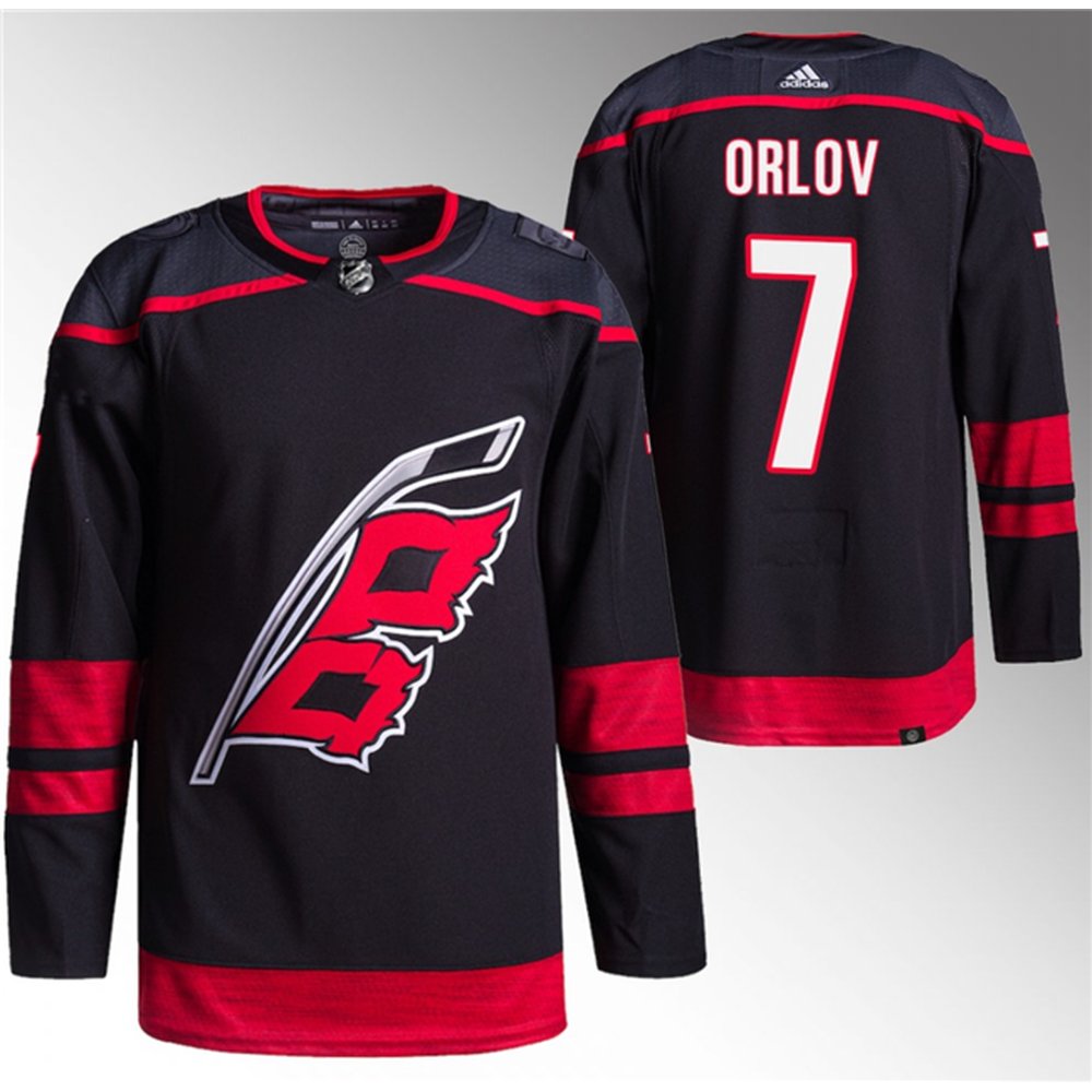 Men's Carolina Hurricanes #7 Dmitry Orlov Black Stitched Premium Jersey Men's Carolina Hurricanes #7 Dmitry Orlov Black Stitched Premium Jersey