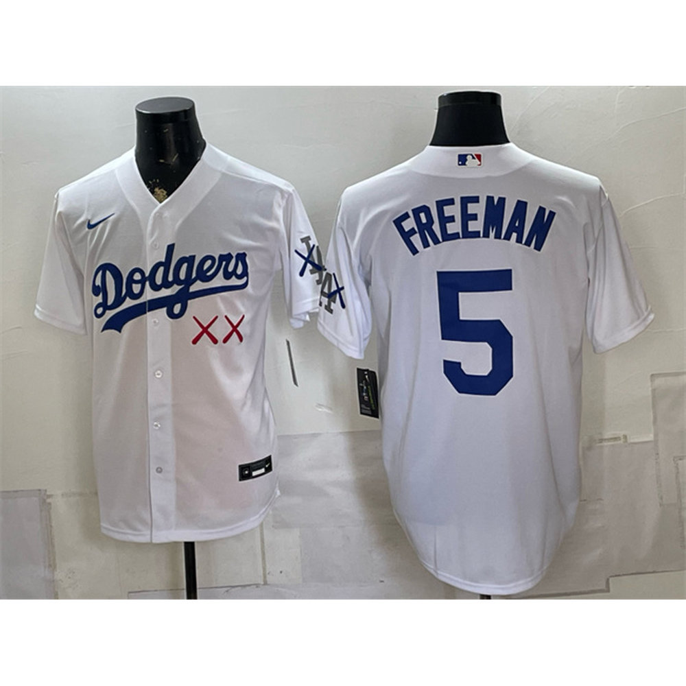 Youth Los Angeles Dodgers x KAWS #5 Freddie Freeman White Vapor Premier Limited Baseball Jersey