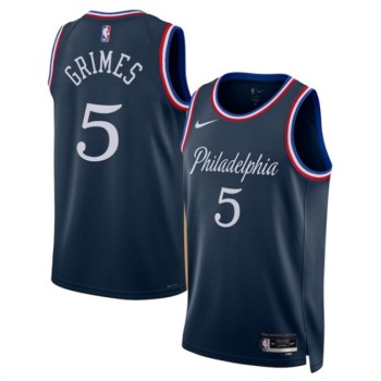 Men's Philadelphia 76ers #5 Quentin Grimes Navy 2025/26 City Edition Stitched Jersey