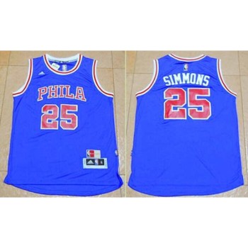 76ers #25 Ben Simmons Blue Throwback Stitched NBA Jersey