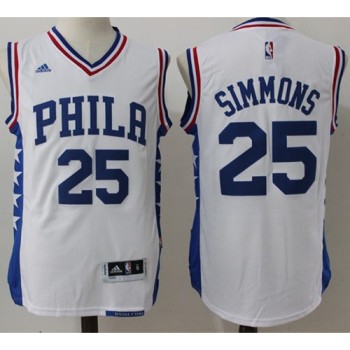 76ers #25 Ben Simmons White Stitched NBA Jersey